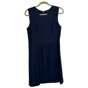 THEORY Navy Blue sheath dress back zipper sleeveless round neck size Large